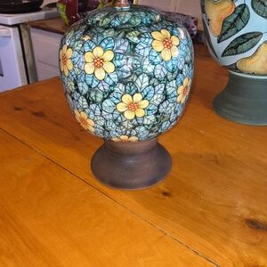 Floral Ceramic Vase with Lid